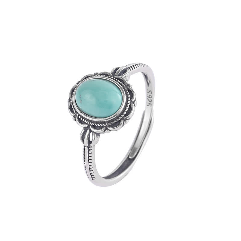 BWOOOH 925 Sterling Silver Tibetan Turquoise Red Agate Protection Ring