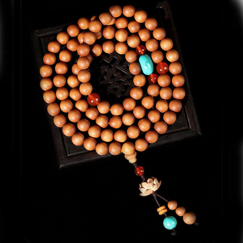 BWOOOH Tibetan Sandalwood Lotus Enlightenment Charm Mala Bracelet
