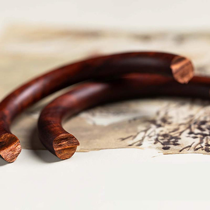 BWOOOH Tibetan Small Leaf Red Sandalwood Ebony Green Sandalwood Protection Bracelet Bangle