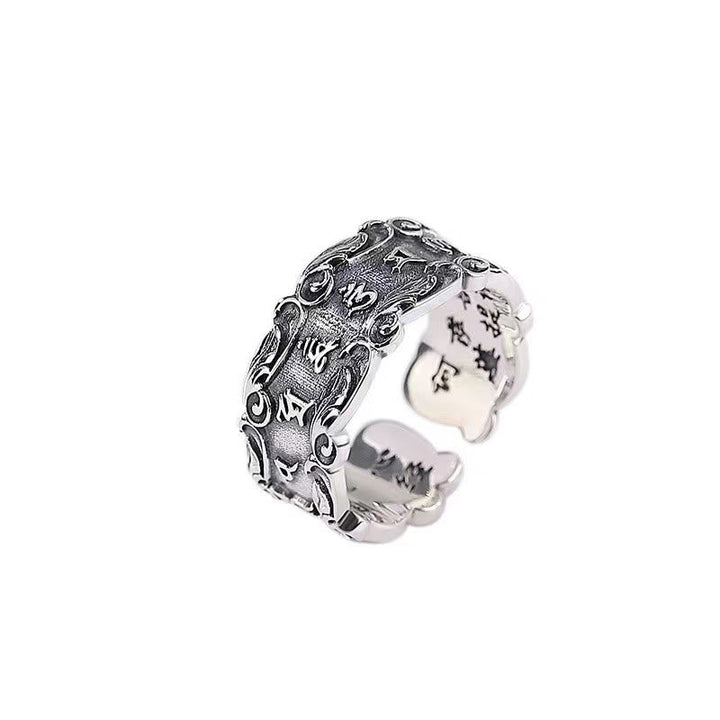 BWOOOH Tibetan Om Mani Padme Hum Design Peace Adjustable Ring