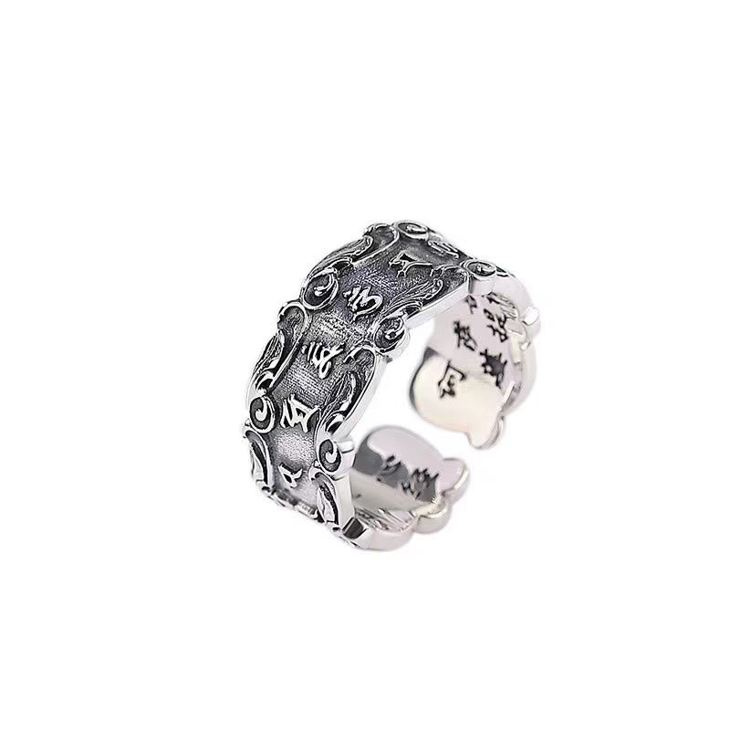 BWOOOH Tibetan Om Mani Padme Hum Design Peace Adjustable Ring