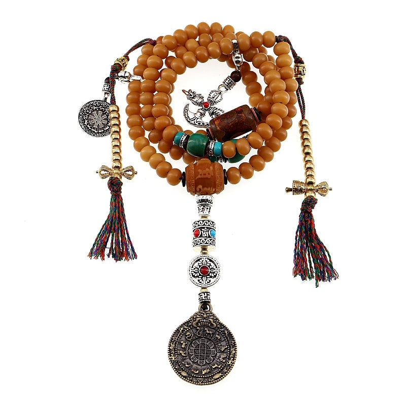 BWOOOH Tibet 108 Mala Beads Bodhi Seed Bagua Vajra Wealth Bracelet