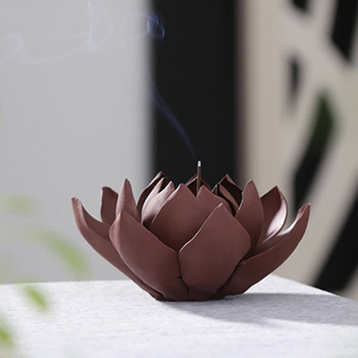 BWOOOH Tibetan Lotus Positive Peace Incense Burner Decoration | natural stone incense burner