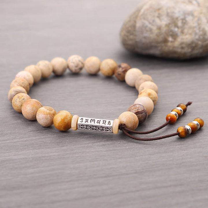 BWOOOH Weathered Stone Om Mani Padme Hum Strengthen Bracelet