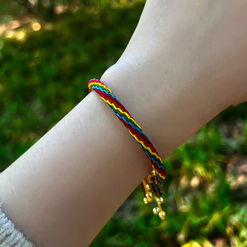 BWOOOH Gold Swallowing Beast Family Luck Reincarnation Knot Colorful String Bracelet