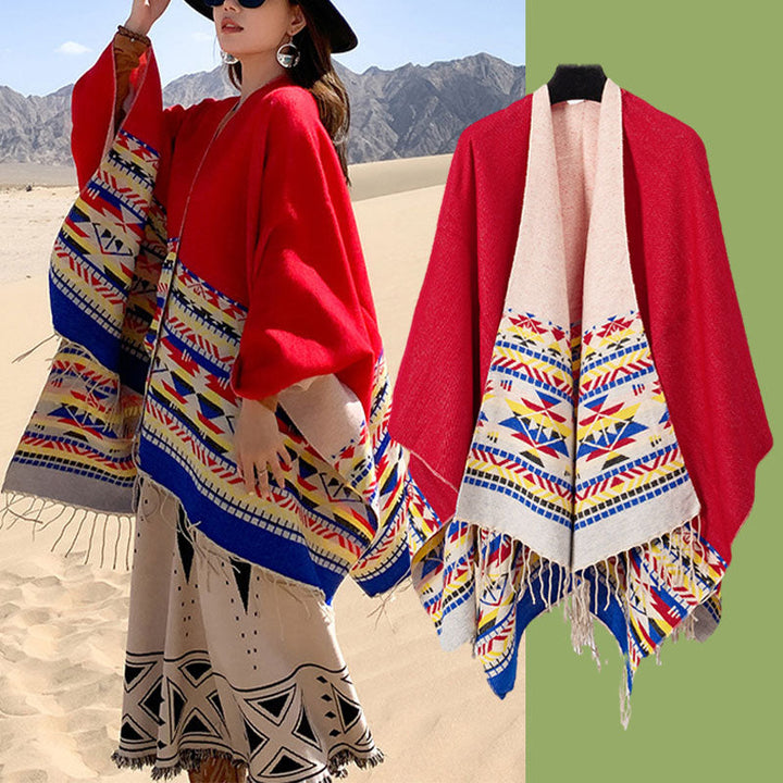 BWOOOH Tibetan Shawl Colorful Geometry Winter Cozy Travel
