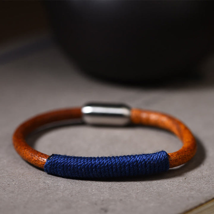 BWOOOH Tibetan Leather Handmade Five Elements Luck Braid String Buckle Bracelet