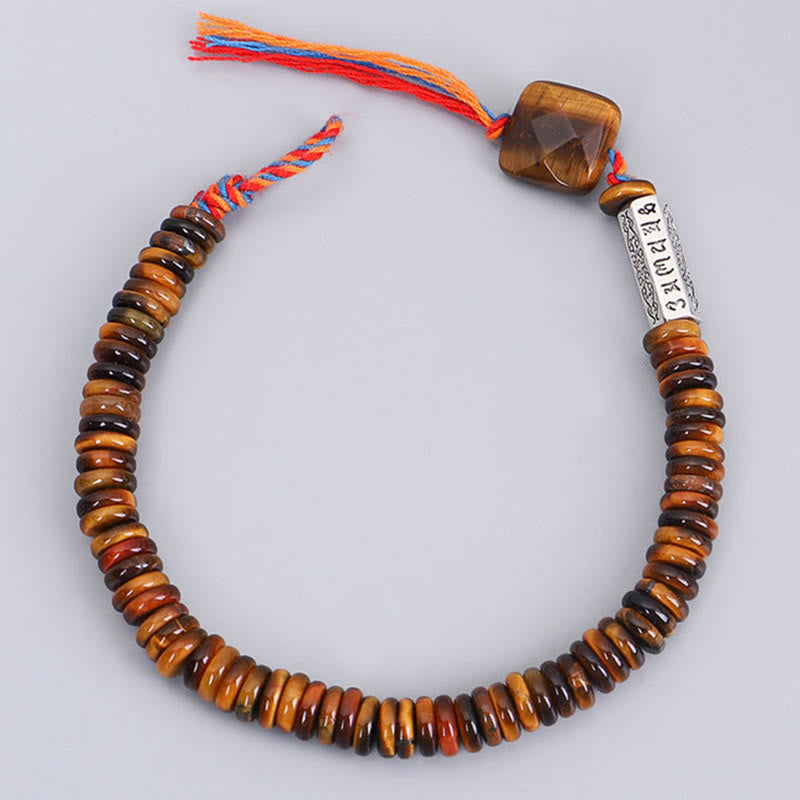 BWOOOH Tibetan Tiger Eye Om Mani Padme Hum Protection Power Bracelet