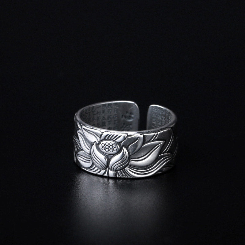 BWOOOH Tibetan Lotus White Copper Enlightenment Ring