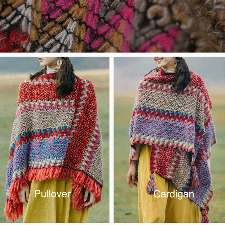 BWOOOH Tibetan Shawl Warm Cloak Tibetan Tassel Scarf