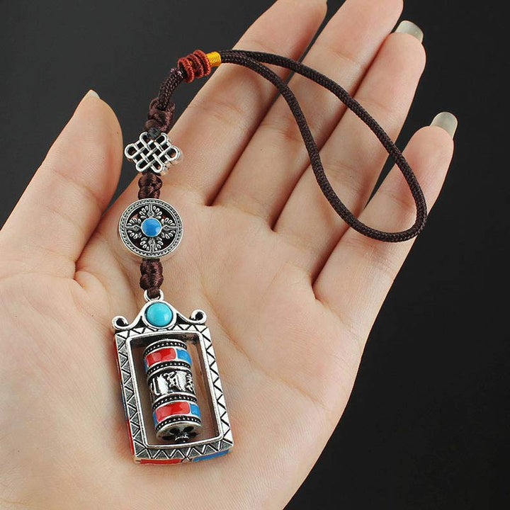 BWOOOH Six True Words Prayer Wheel Rotation Knot Blessing Keychain Decoration | spiritual healing bracelet