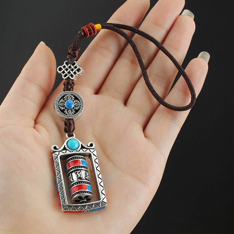 BWOOOH Six True Words Prayer Wheel Rotation Knot Blessing Keychain Decoration | spiritual healing bracelet