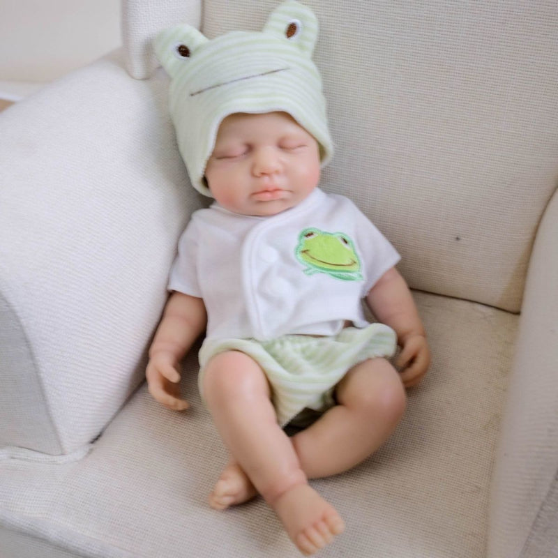 Mia 12-inch Pure Silicone Rebirth Baby Doll, Solid Body, Bathable, Realistic Newborn Shape, Collectible Doll