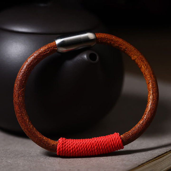 BWOOOH Tibetan Leather Handmade Five Elements Luck Braid String Buckle Bracelet