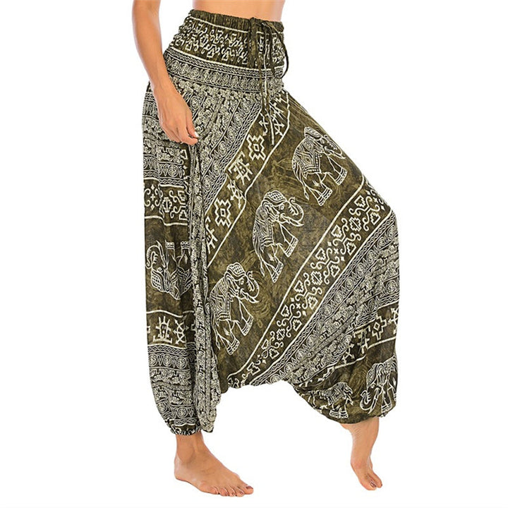 BWOOOH printed harem pants - Two Style Wear Elephant Pattern Loose Sm