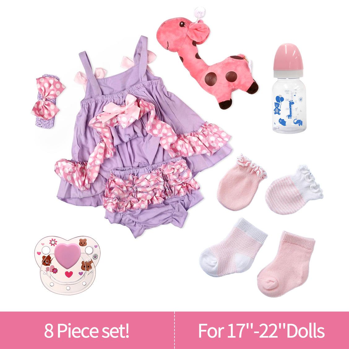 [Suitable for 17''~22'' Doll] Adoption Reborn Baby Essentials-8pcs Gift Set C