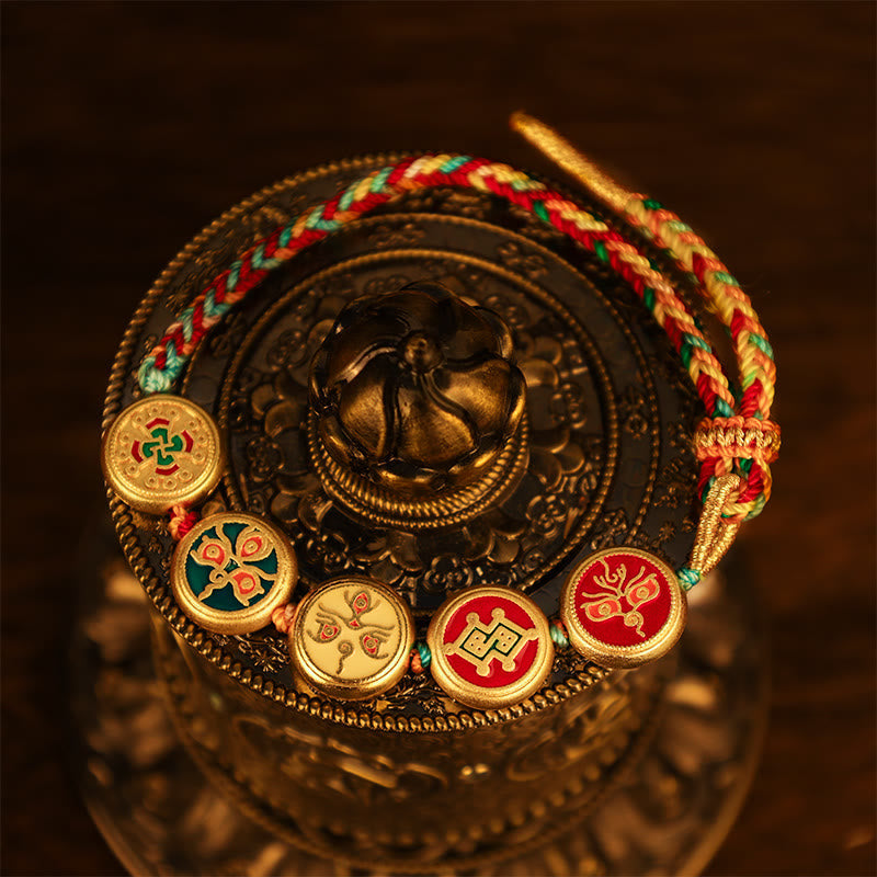 BWOOOH Tibetan Five God Of Wealth Colorful Rope Braided Luck Bracelet