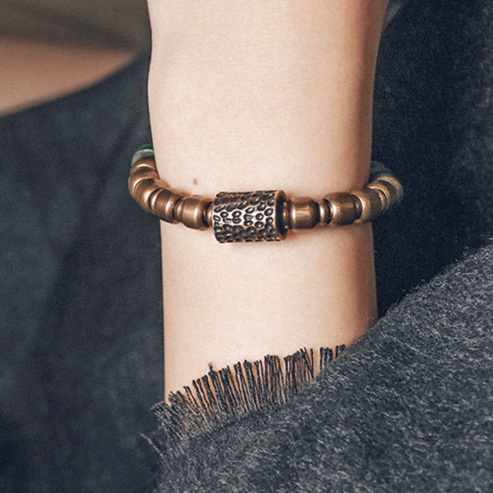 BWOOOH Tibetan Colorful Glass Beads Copper Wealth Bracelet