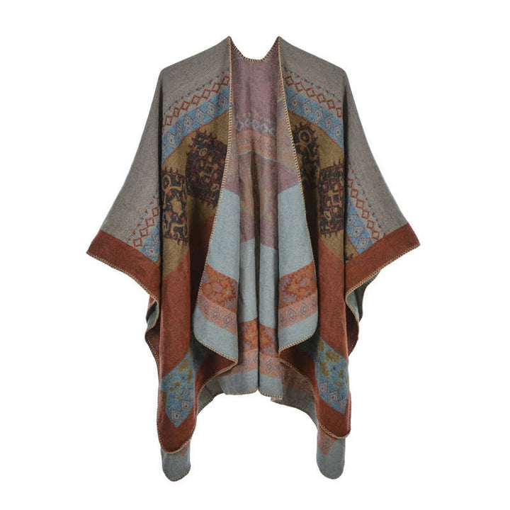 BWOOOH Tibetan Shawl Diamond Pattern Winter Warm Cloak Sc