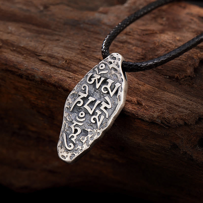 BWOOOH Tibetan 925 sterling silver Om Mani Padme Hum Dorje Vajra engraved strength necklace Buddhist amulet