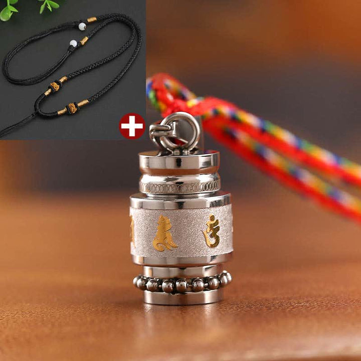 BWOOOH Tibet Om Mani Padme Hum Shurangama Mantra Titanium Steel Wisdom Amulet Necklace Pendant