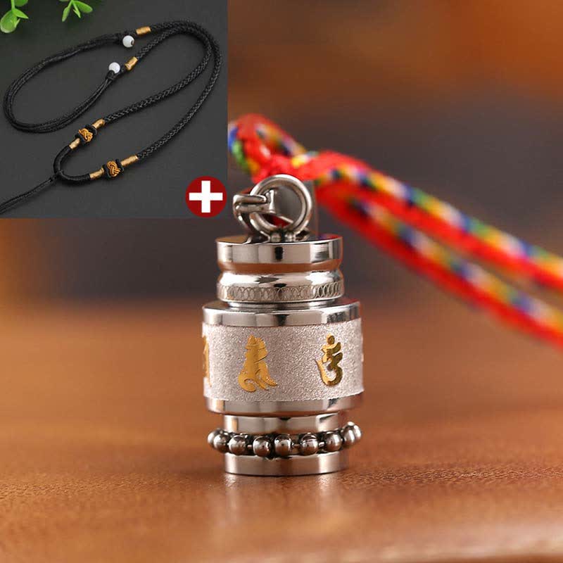 BWOOOH Tibet Om Mani Padme Hum Shurangama Mantra Titanium Steel Wisdom Amulet Necklace Pendant