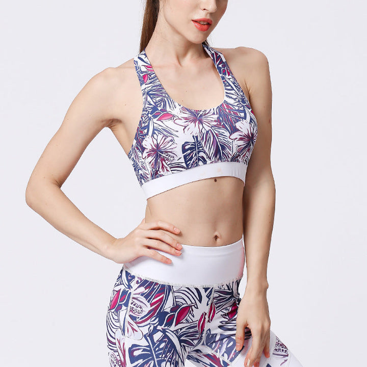 BWOOOH lotus print yoga leggings - 2Pcs Sunflower Flowers Leaves Print Top 