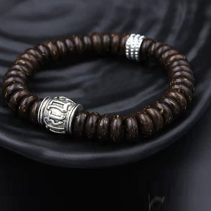 BWOOOH Natural Tibetan Coconut Shell Om Mani Padme Hum Positive Bracelet | spiritual healing bracelet