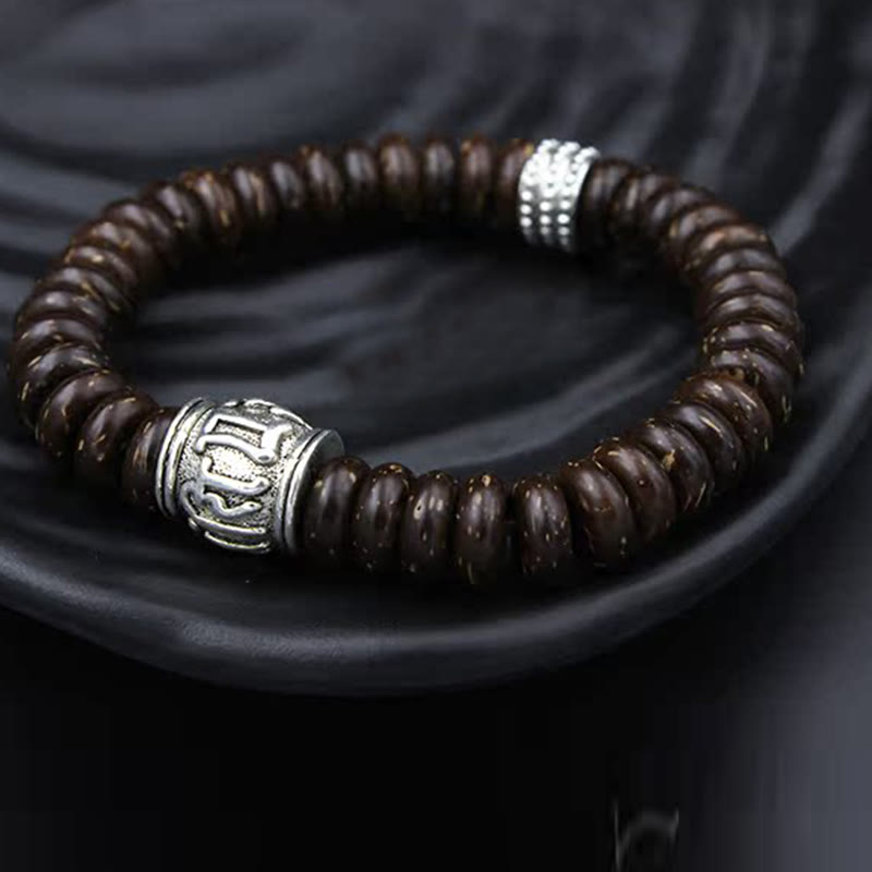 BWOOOH Natural Tibetan Coconut Shell Om Mani Padme Hum Positive Bracelet | spiritual healing bracelet