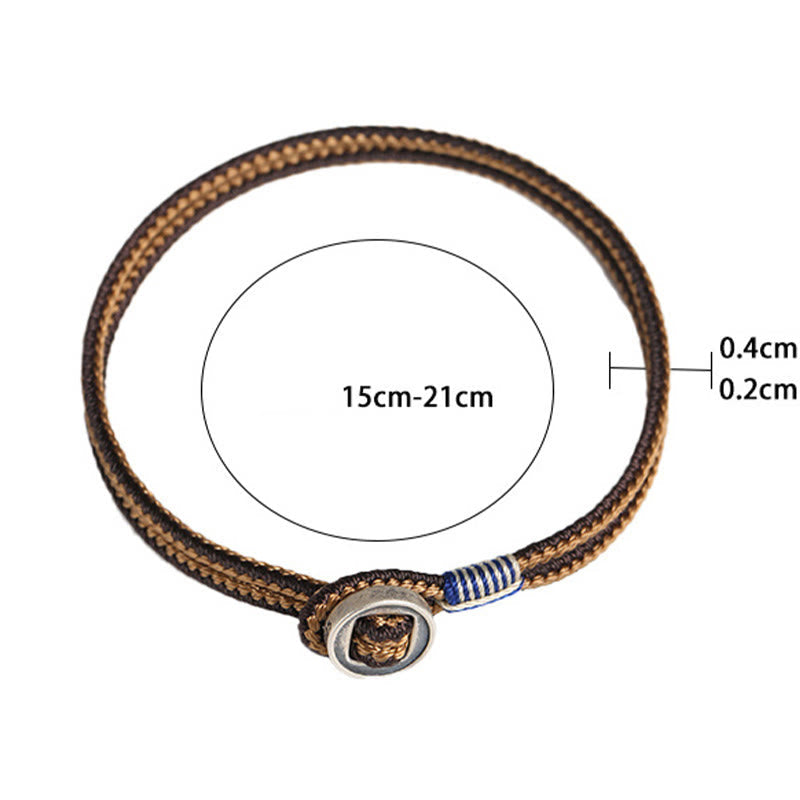 BWOOOH  925 Sterling Silver Handmade Button Protection Weave String Bracelet