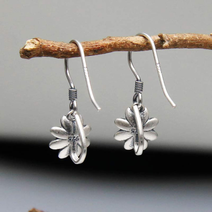 BWOOOH 925 Sterling Silver Lotus Flower Enlightenment Earrings
