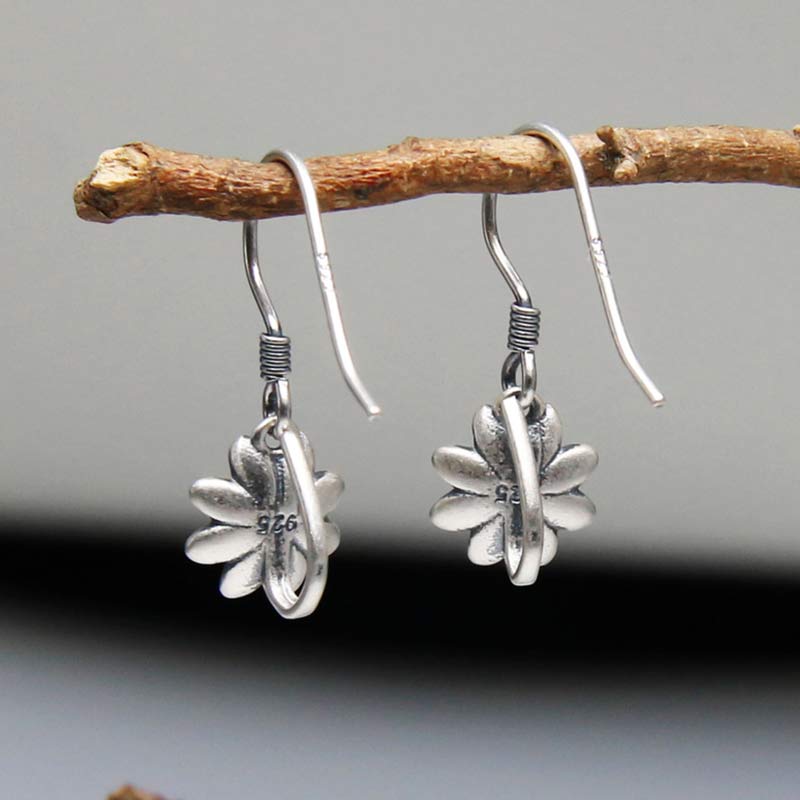 BWOOOH 925 Sterling Silver Lotus Flower Enlightenment Earrings