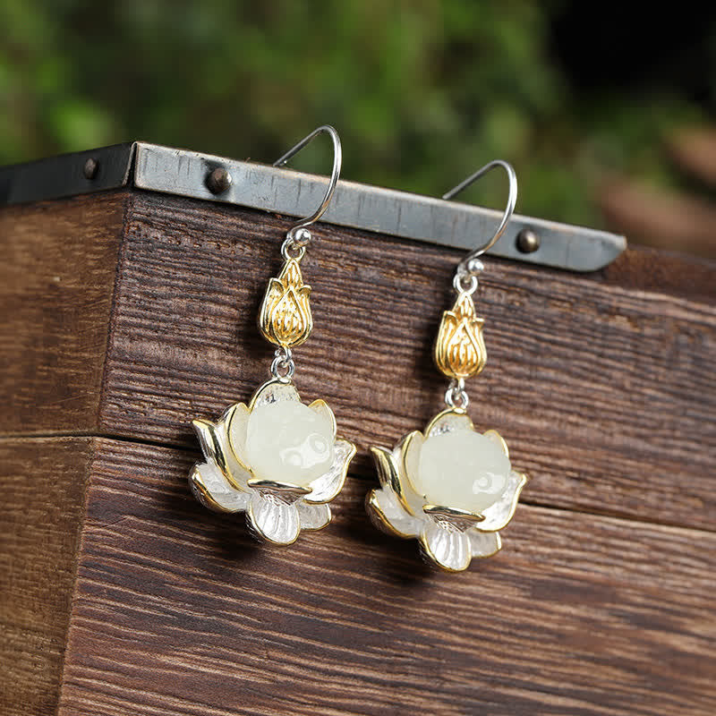 BWOOOH White Jade Protection Harmony Drop Earrings — White Jade jade bracelet for spiritual healing and mindful living