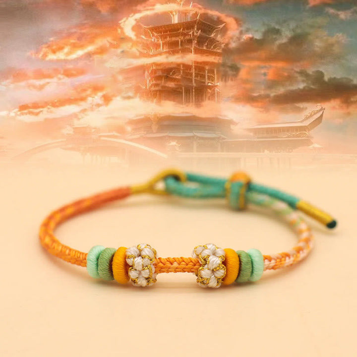 BWOOOH Handmade Eight Thread Peace Knot Peach Blossom Knot Luck Rope Braided Bracelet