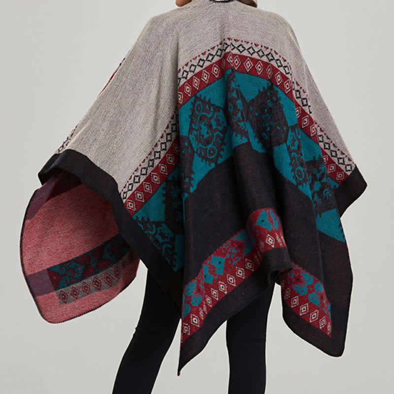 BWOOOH Tibetan Shawl Diamond Pattern Winter Warm Cloak Sc