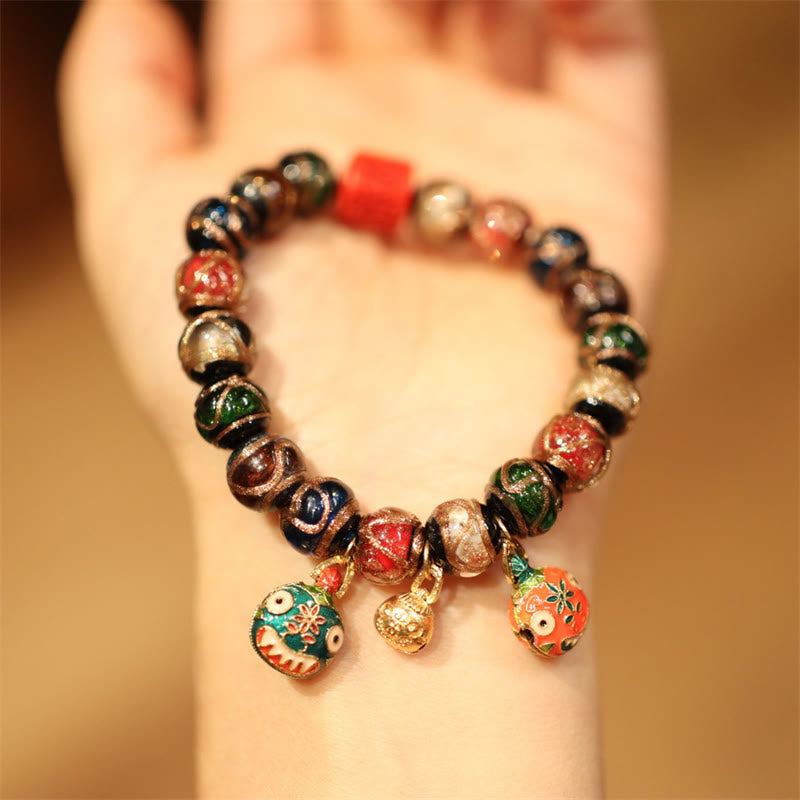 BWOOOH Tibetan Gold Swallowing Beast Family Five God Of Wealth Thangka Fortune Bead Bracelet