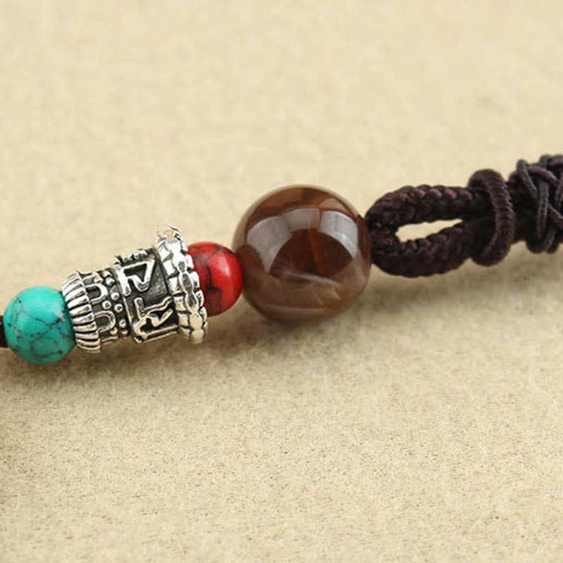 BWOOOH Tibet God of Wealth Thangka Ebony Peace Necklace Pendant