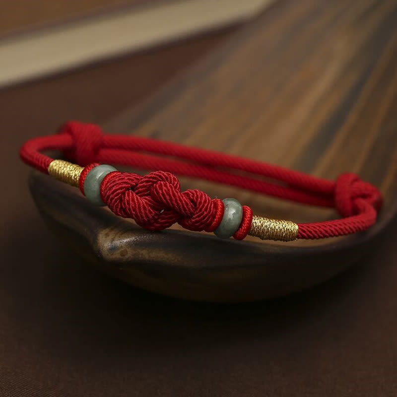 BWOOOH Red String Jade Luck Fortune Knot Braided Couple Bracelet