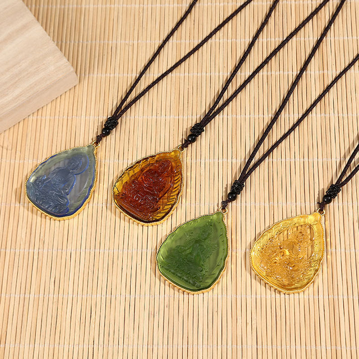 BWOOOH Tibetan Buddha Liuli Crystal Serenity Necklace Pendant