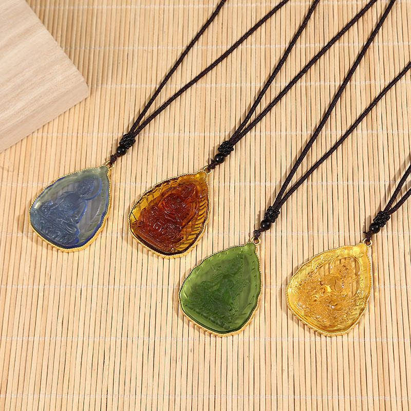 BWOOOH Tibetan Buddha Liuli Crystal Serenity Necklace Pendant