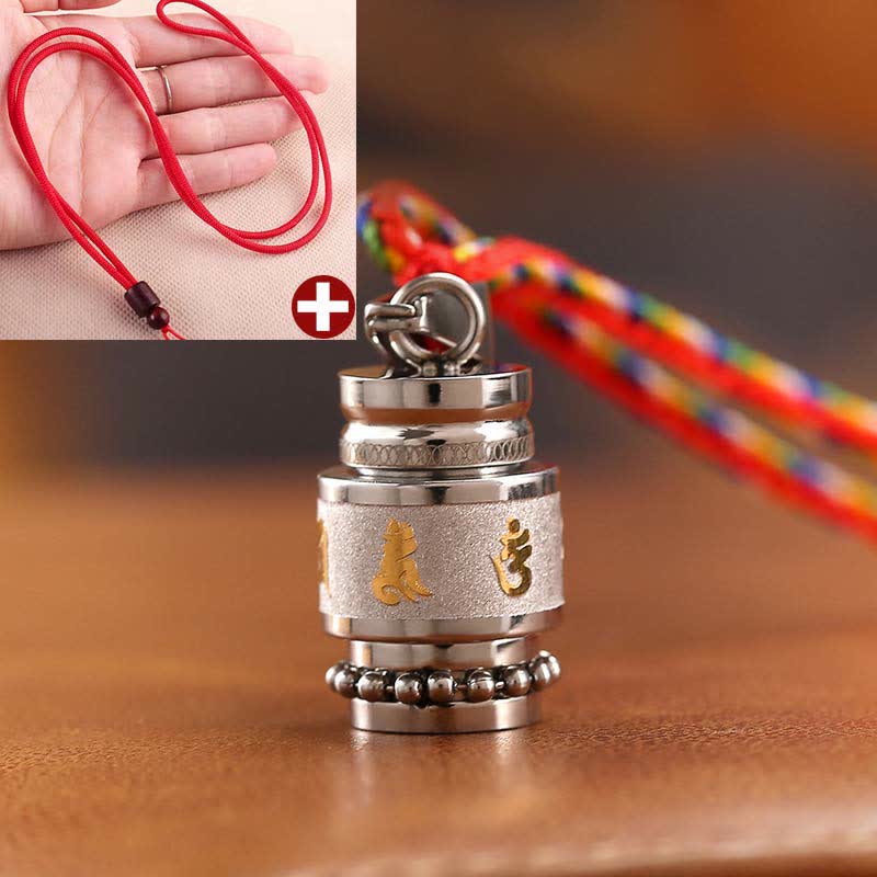 BWOOOH Tibet Om Mani Padme Hum Shurangama Mantra Titanium Steel Wisdom Amulet Necklace Pendant