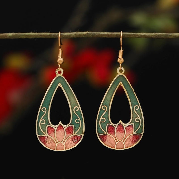 BWOOOH Lotus Butterfly Flower Alloy Copper Enlightenment Drop Earrings — Copper spiritual jewelry for spiritual healing an...