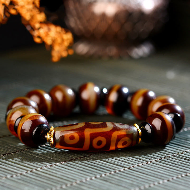 BWOOOH Tibetan Natural Nine-Eye Dzi Bead Agate Wealth Blessings Bracelet  -  Dzi Tibetan bracelet for spiritual healing and ...