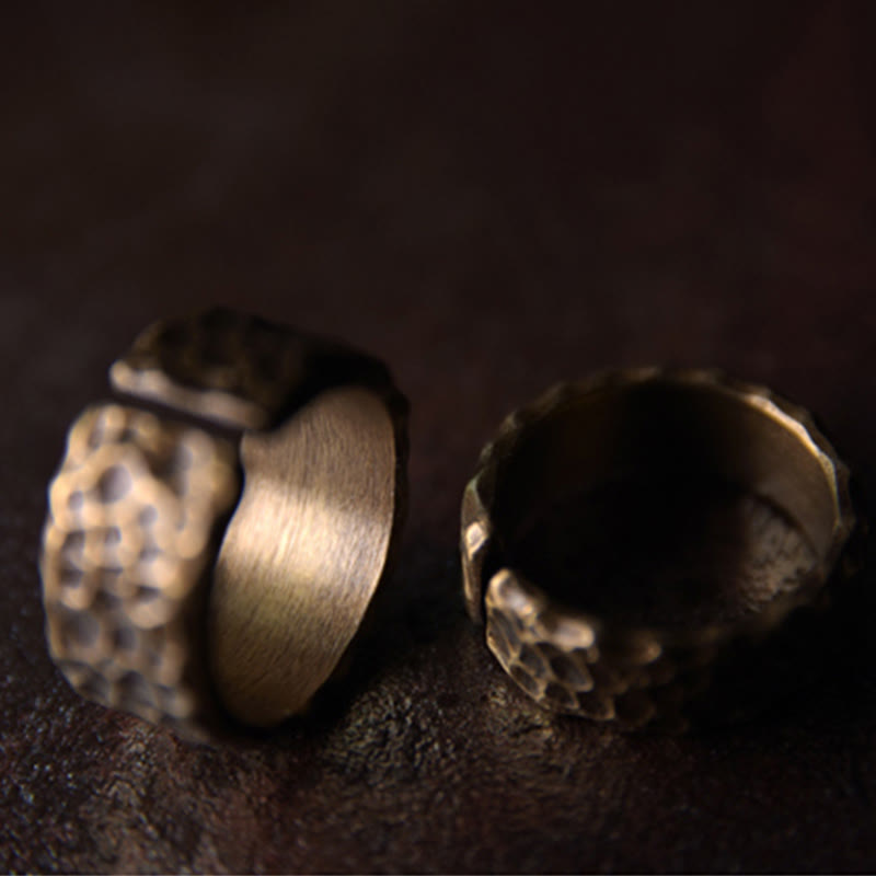 BWOOOH Tibetan Bump Texture Design Copper Brass Luck Ring