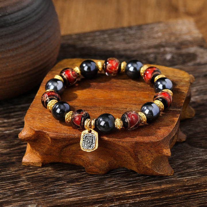 BWOOOH Tibetan Zakiram Goddess of Wealth Liuli Glass Incense Ash Porcelain Bead Luck Bracelet