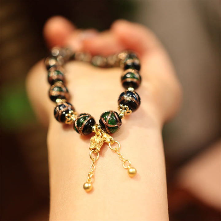 BWOOOH Tibetan Gold Swallowing Beast Family Five God Of Wealth Thangka Fortune Bead Bracelet