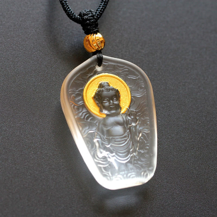 BWOOOH Tibetan Buddha Liuli Crystal Serenity Necklace Pendant