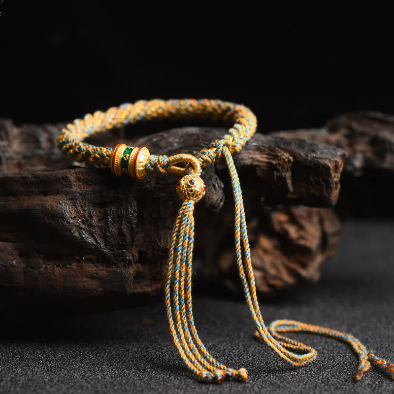 BWOOOH Tibetan Handmade Luck Prayer Wheel Bead Charm Weave Colorful String Bracelet