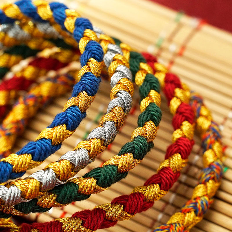 BWOOOH Handmade Tibetan Five God Of Wealth Dragon Scale Rope Luck Braid Bracelet