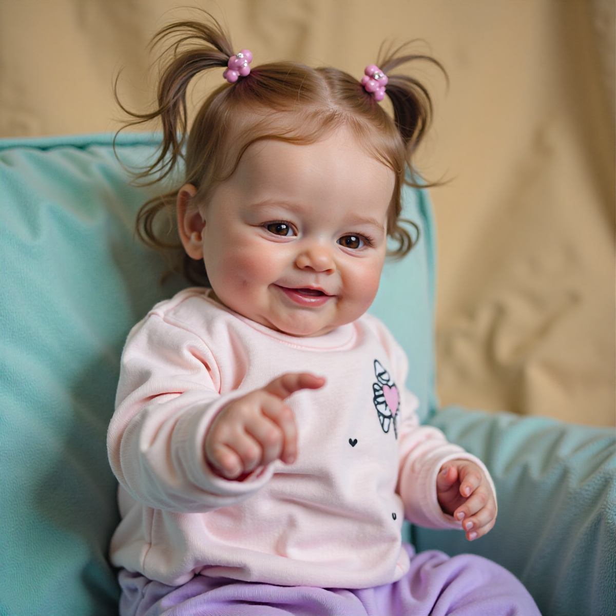 [New Series] 20" Handmade Reborn Baby Open Eyes Doll Girl Kelow with Heartbeat & Coos